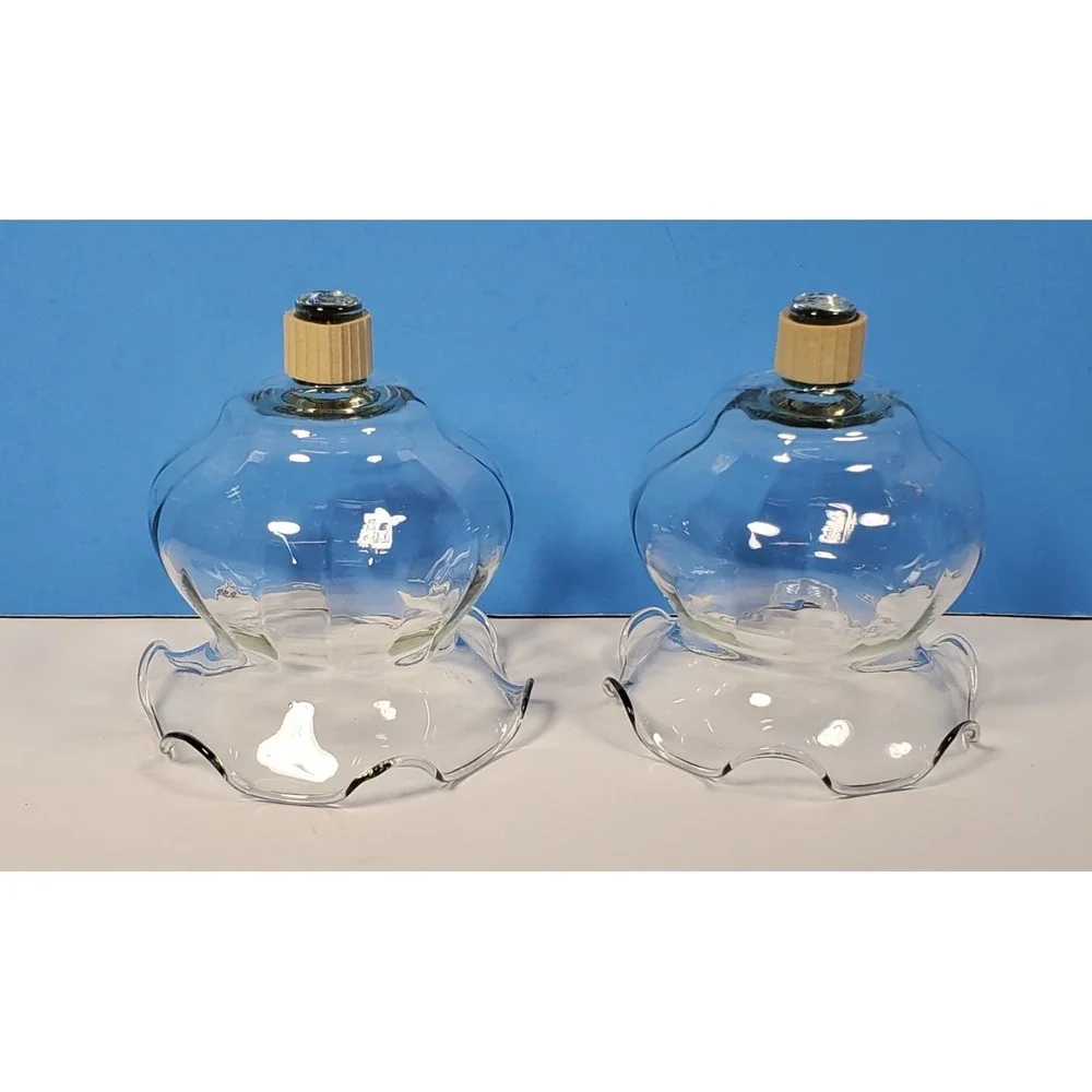Votive‎ Cups Optic Ruffle Glass Peg Candle Home Interiors Clear Homco Qty 2